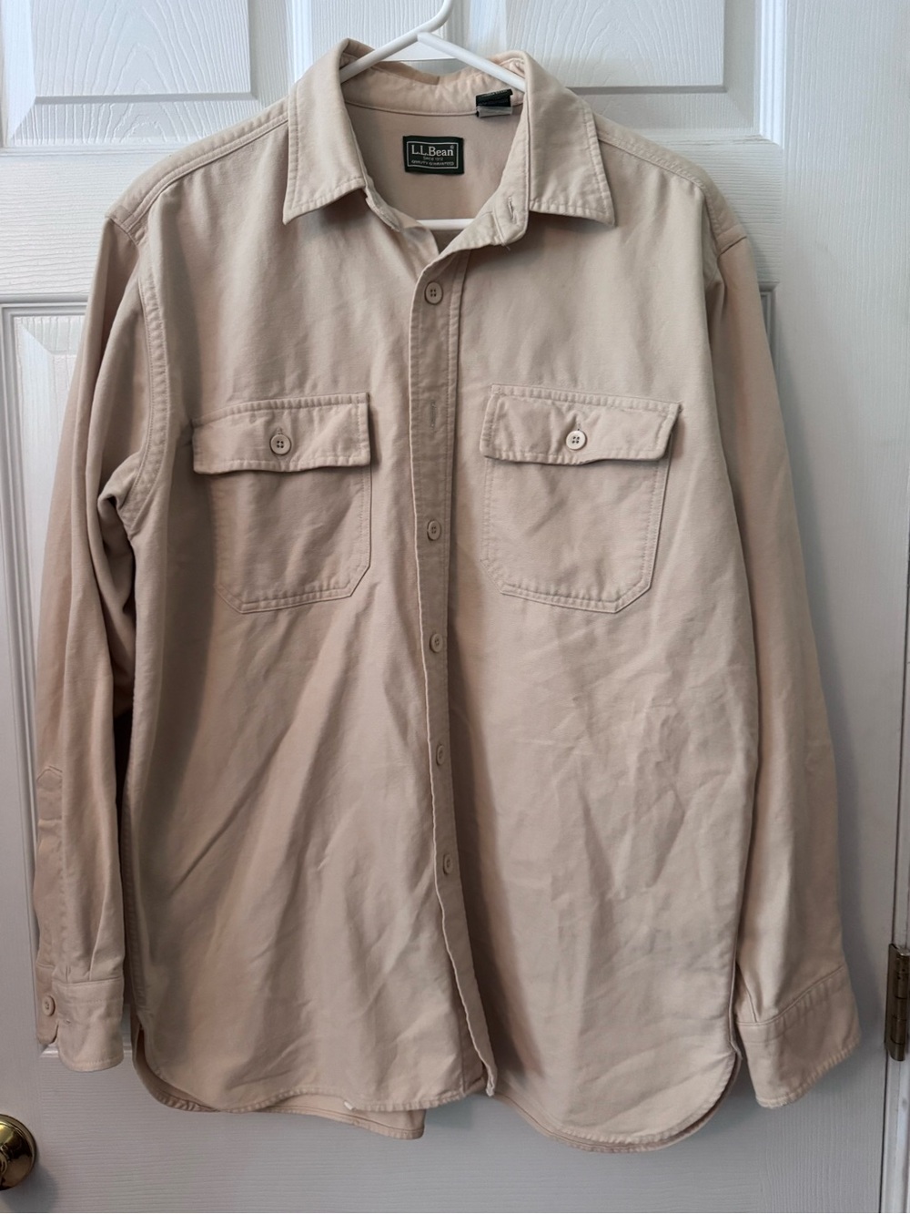 L.L. Bean Men’s Light Beige Button-Front Shirt Jacket-Size Medium